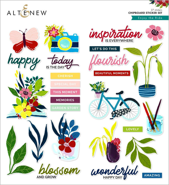 Embellishments Enjoy the Ride Chipboard Sticker Set