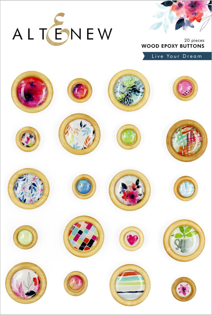 Embellishments Live Your Dream Wood Epoxy Buttons
