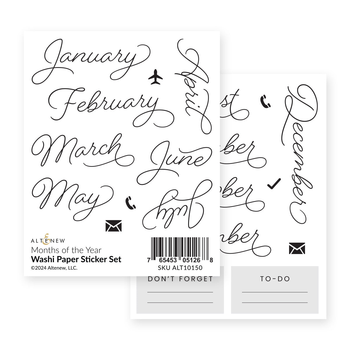 Embellishments Months of the Year Washi Paper Sticker Set