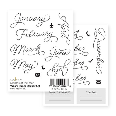 Embellishments Months of the Year Washi Paper Sticker Set