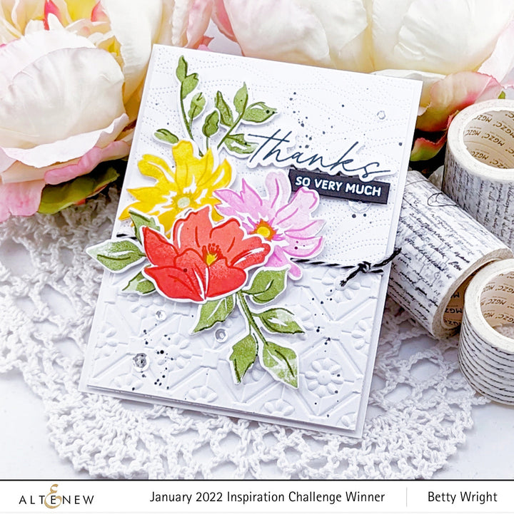 Embossing Folder Floral Diamond Blocks 3D Embossing Folder