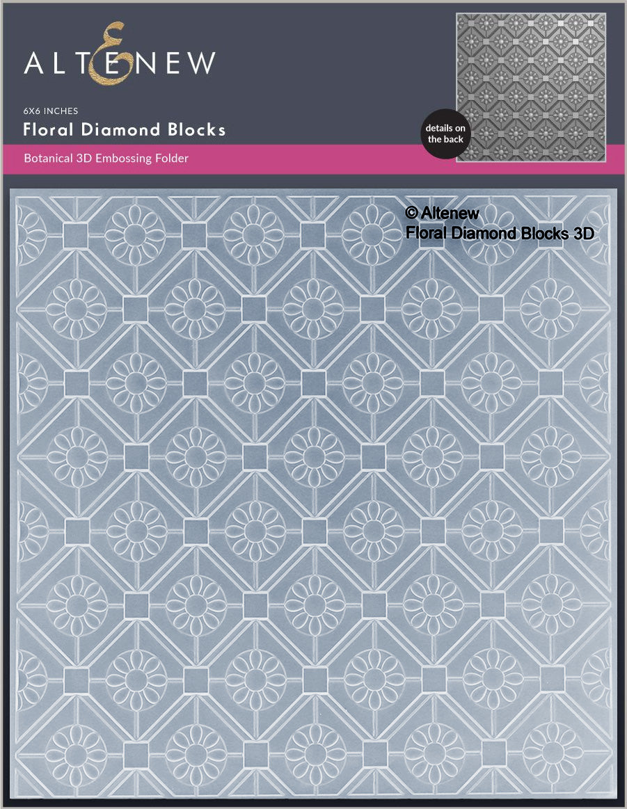 Embossing Folder Floral Diamond Blocks 3D Embossing Folder