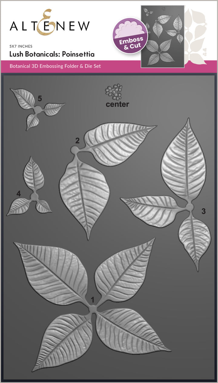 Embossing Folder Lush Botanicals: Poinsettia 3D Embossing Folder & Die Set
