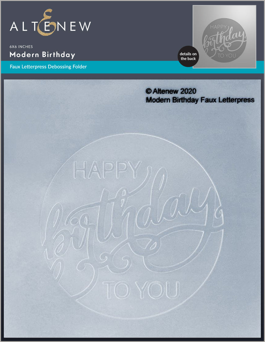 Embossing Folder Modern Birthday Faux Letterpress Debossing Folder