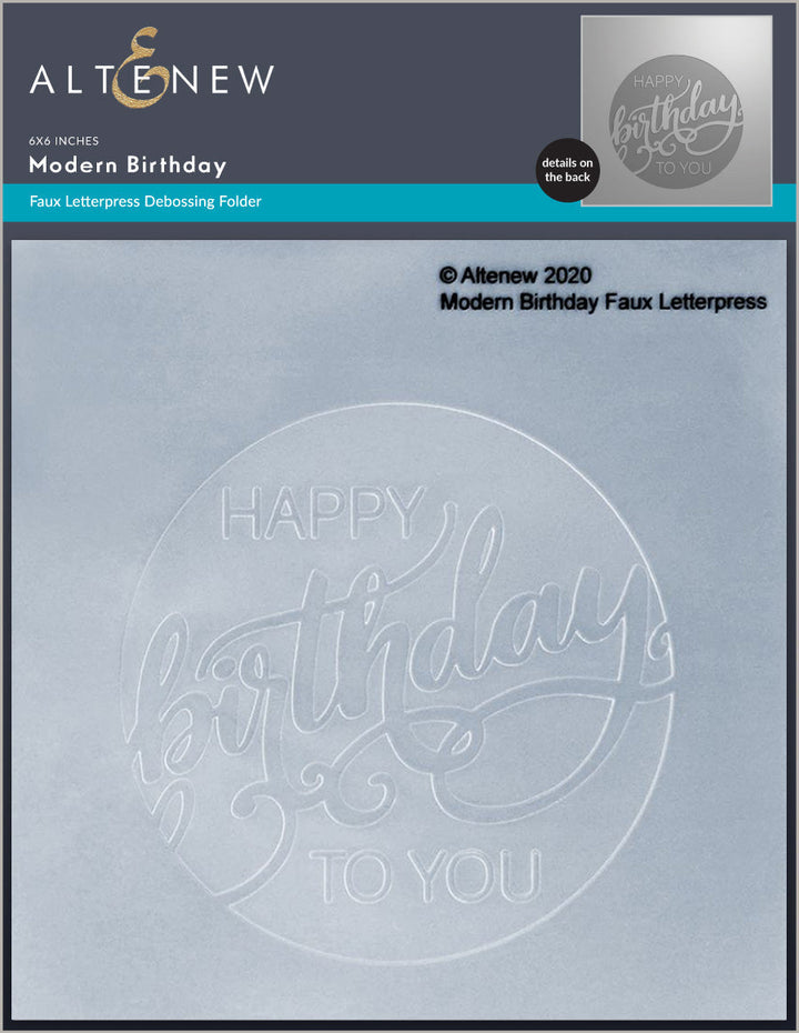 Embossing Folder Modern Birthday Faux Letterpress Debossing Folder