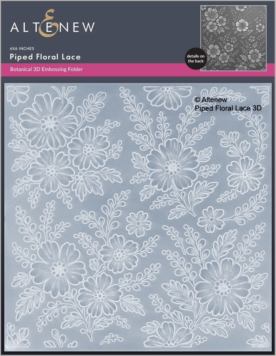 Embossing Folder Piped Floral Lace 3D Embossing Folder