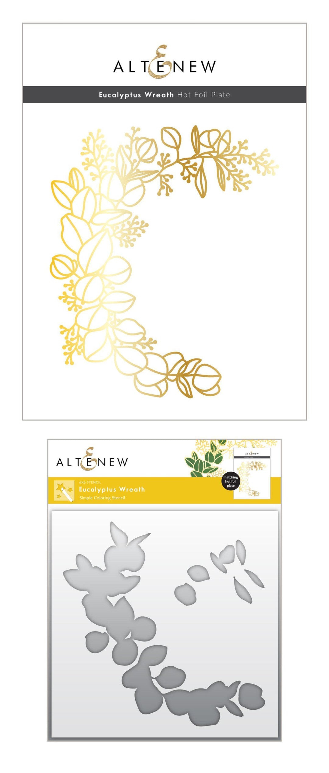 Hot Foil Plate & Stencil Bundle Eucalyptus Wreath