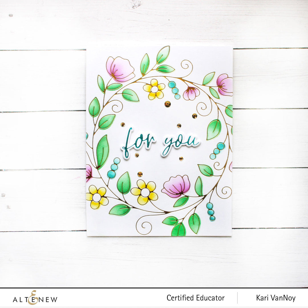 Hot Foil Plate & Stencil Bundle Flower Wreath
