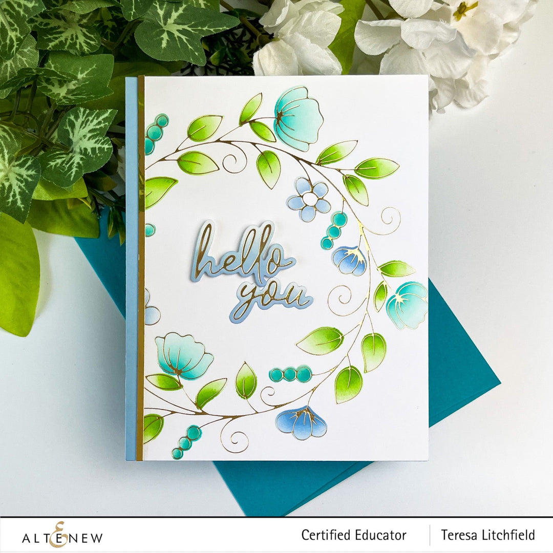 Hot Foil Plate & Stencil Bundle Flower Wreath