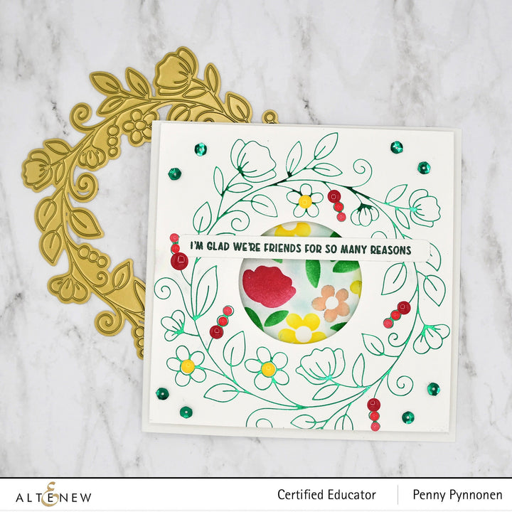 Hot Foil Plate & Stencil Bundle Flower Wreath