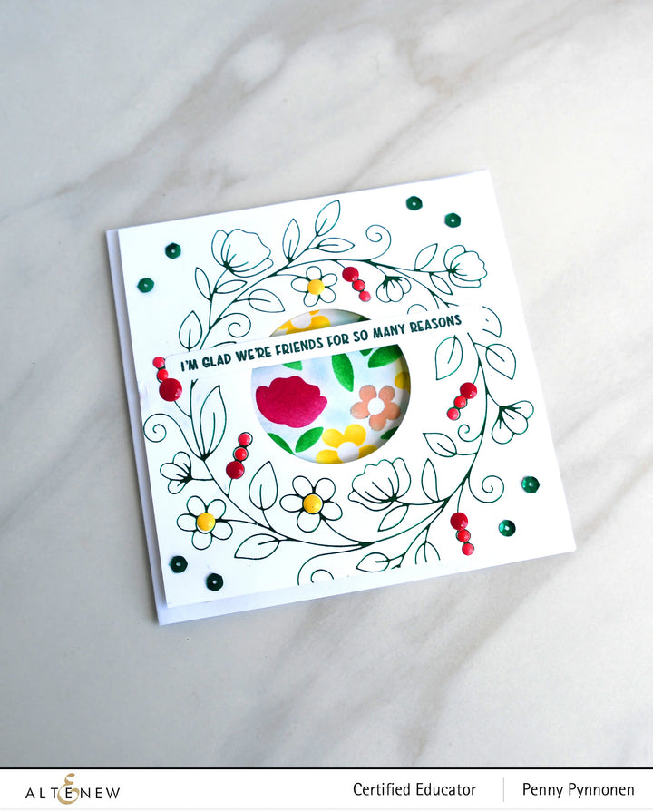 Hot Foil Plate & Stencil Bundle Flower Wreath