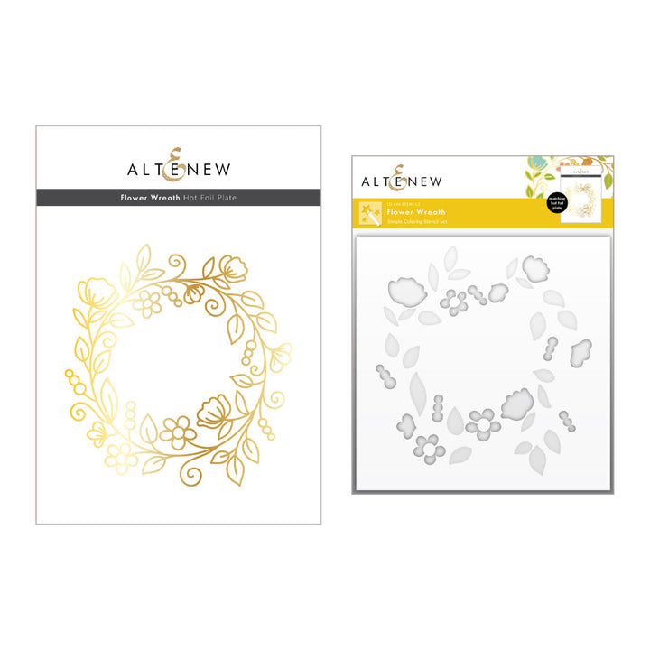 Hot Foil Plate & Stencil Bundle Flower Wreath