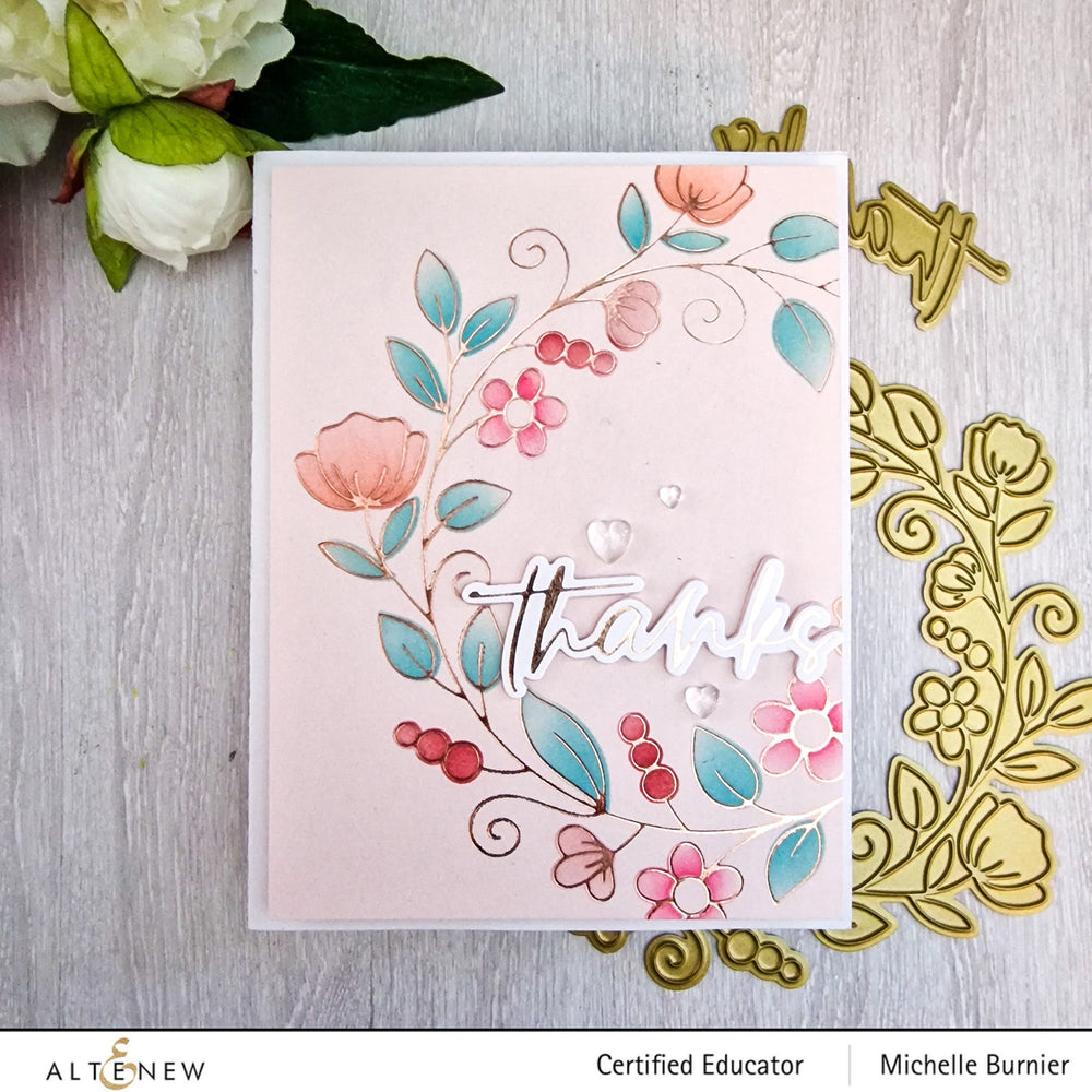 Hot Foil Plate & Stencil Bundle Flower Wreath