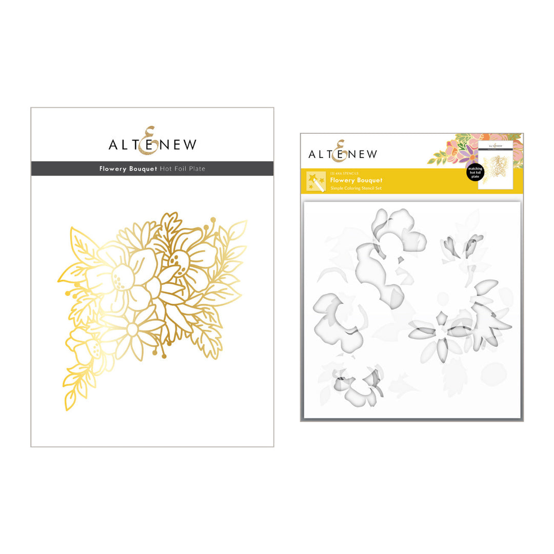 Hot Foil Plate & Stencil Bundle Flowery Bouquet