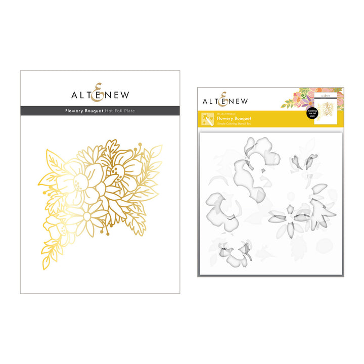 Hot Foil Plate & Stencil Bundle Flowery Bouquet