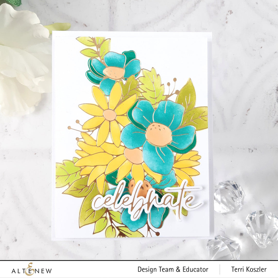 Hot Foil Plate & Stencil Bundle Flowery Bouquet