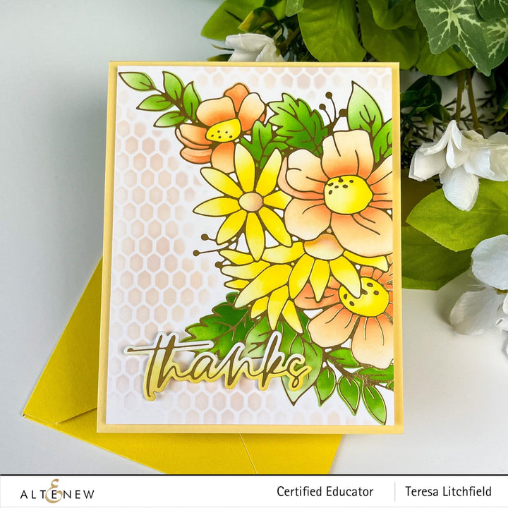 Hot Foil Plate & Stencil Bundle Flowery Bouquet