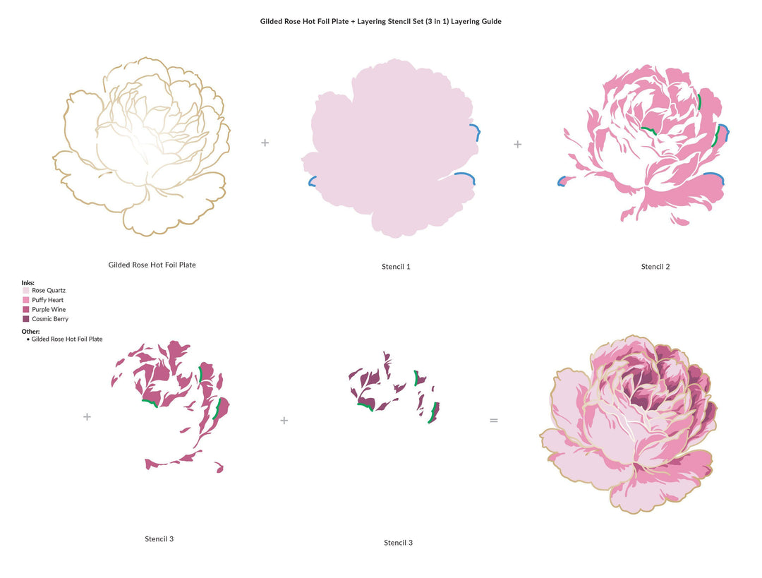 Hot Foil Plate & Stencil Bundle Gilded Rose