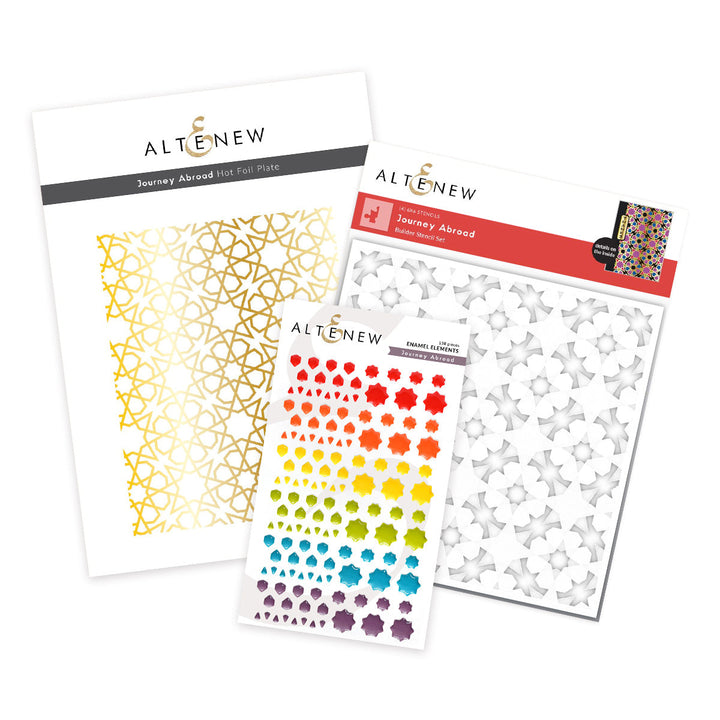 Hot Foil Plate & Stencil & Embellishment Bundle Journey Abroad