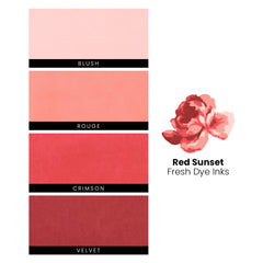 Ink Bundle Red Sunset Fresh Dye Inks (Blush, Rouge, Crimson, Velvet)