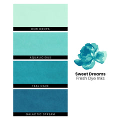 Ink Bundle Sweet Dreams Fresh Dye Ink (Dew Drops, Aqualicious, Teal Cave, Galactic Stream)
