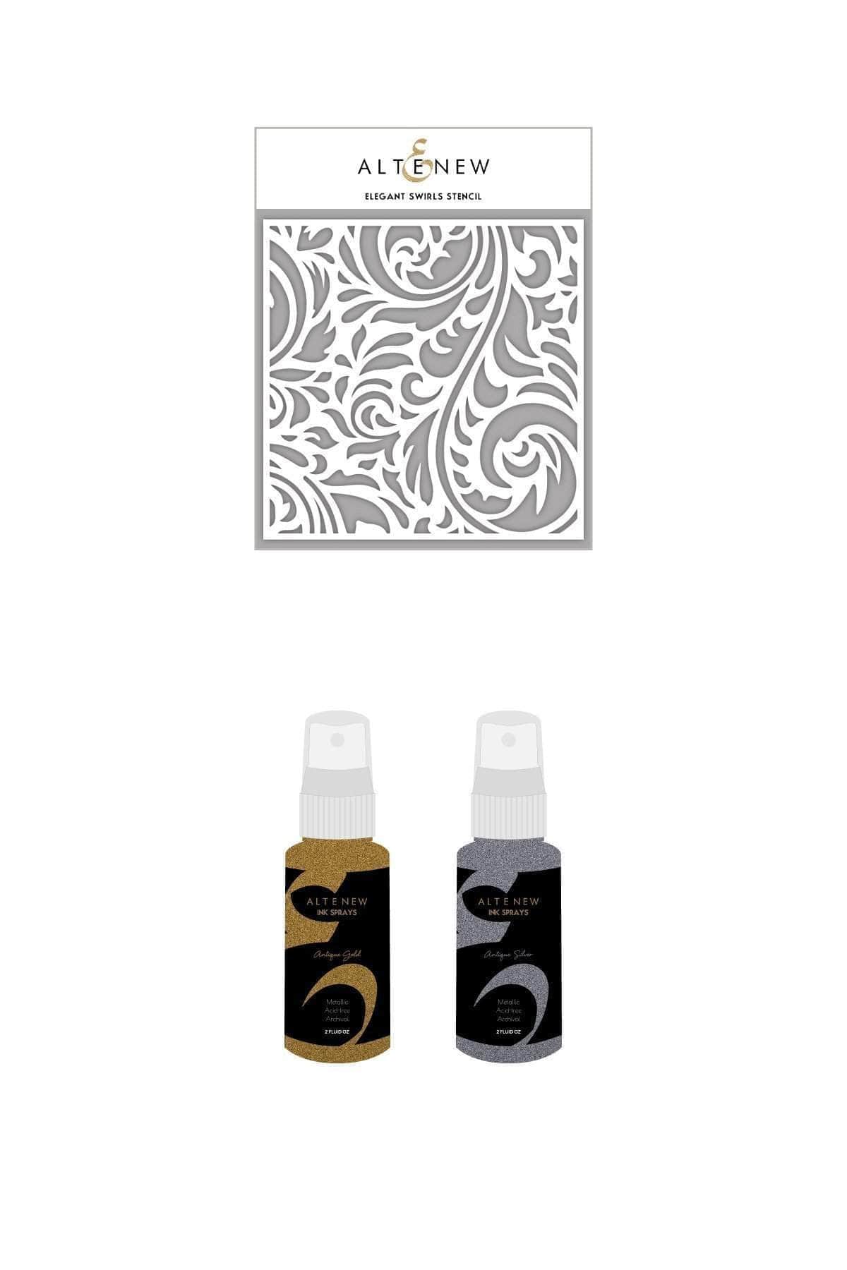 Ink Spray & Stencil Bundle Elegant Swirls Stencil & Ink Spray Bundle