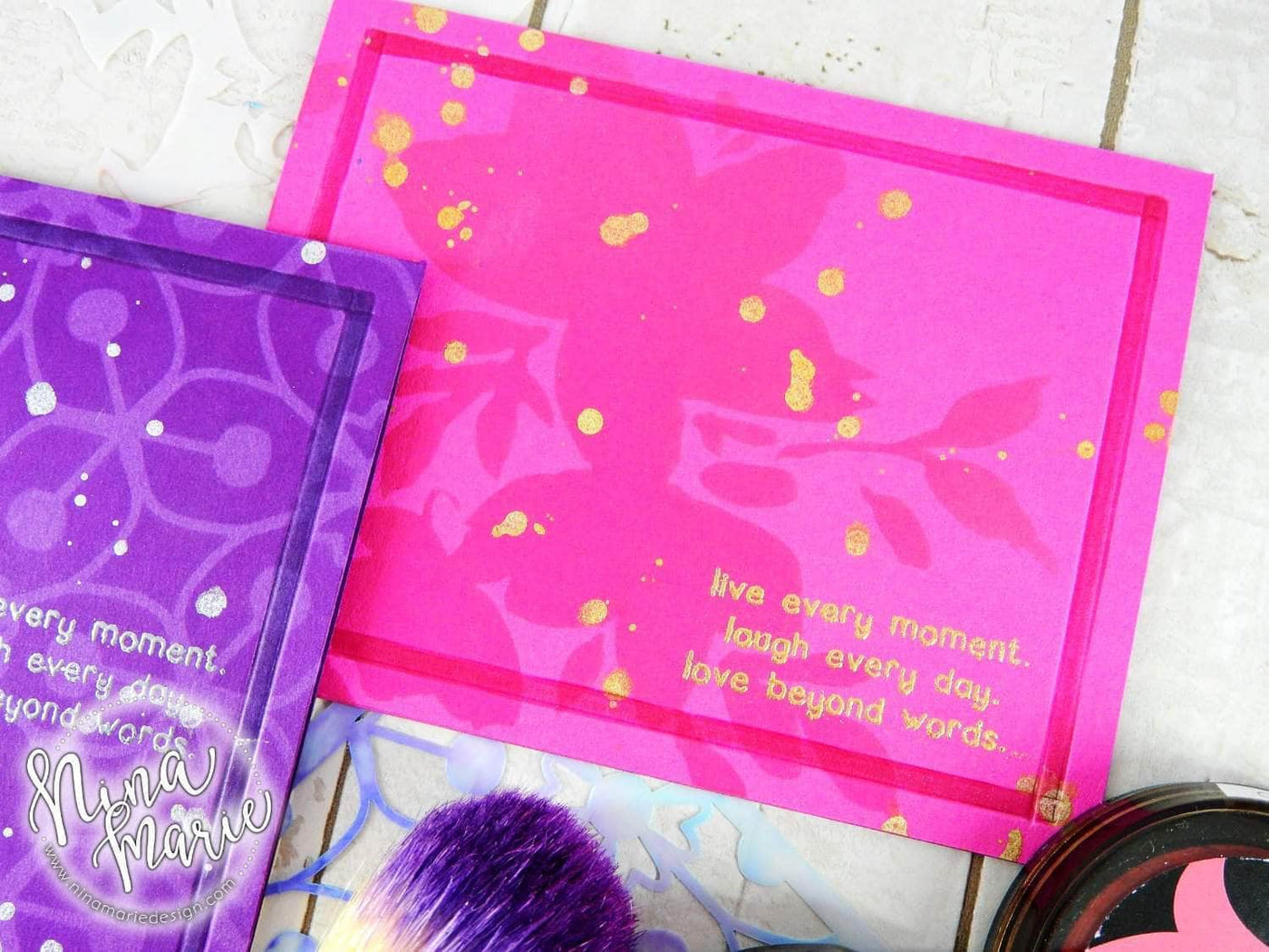 Ink Spray & Stencil Bundle Floral Drape Stencil w/ Lavender Fields and Soft Lilac Ink Sprays Bundle