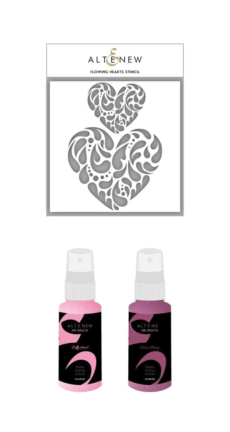 Ink Spray & Stencil Bundle Flowing Hearts Stencil & Ink Spray Bundle