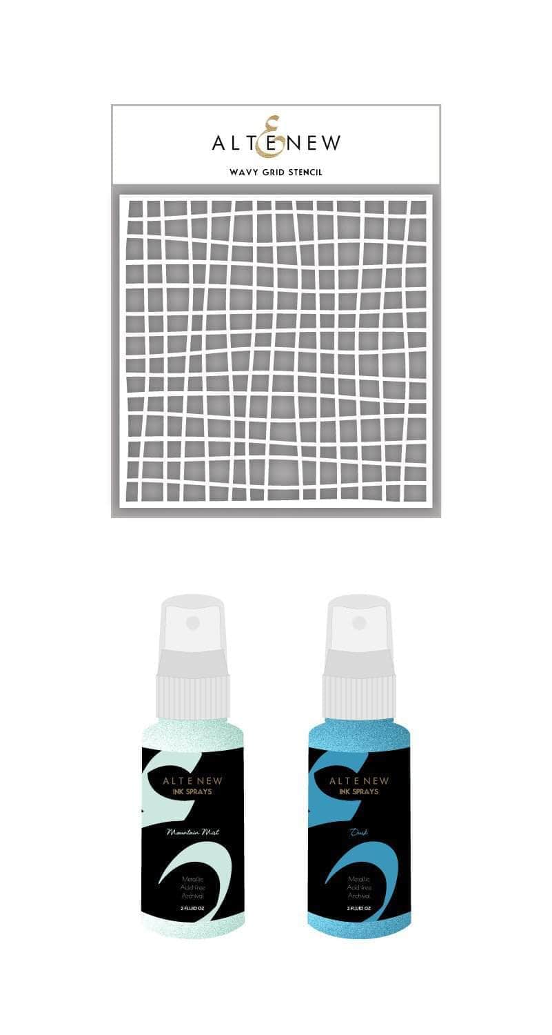 Ink Spray & Stencil Bundle Wavy Grid Stencil & Ink Spray Bundle