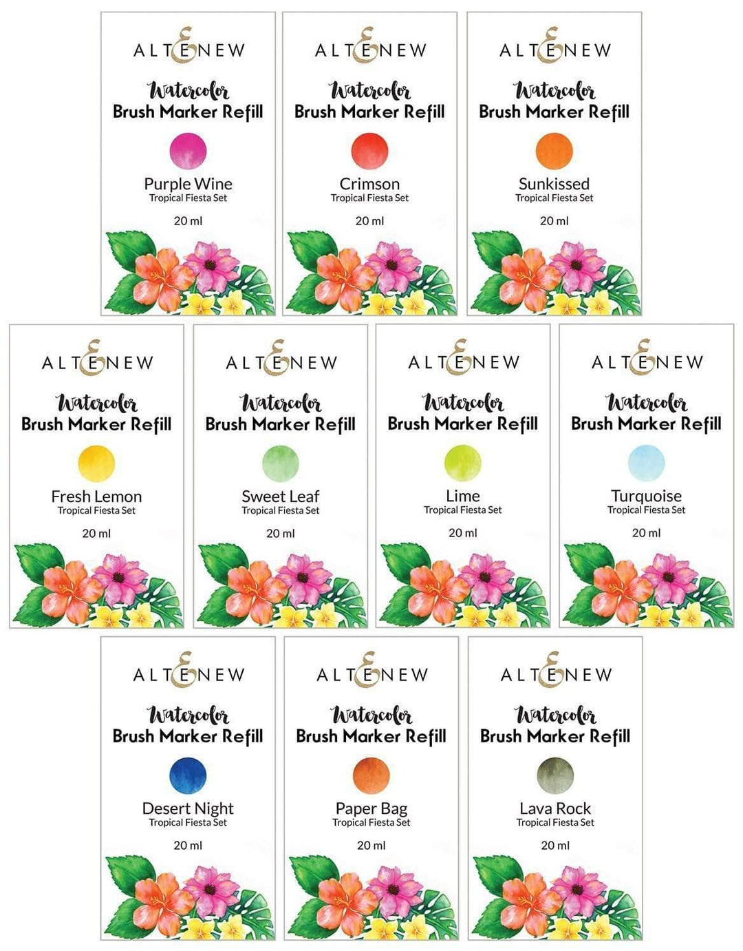 Liquid Watercolor Bundle Tropical Fiesta Liquid Watercolor - Brush Marker Refill Bundle
