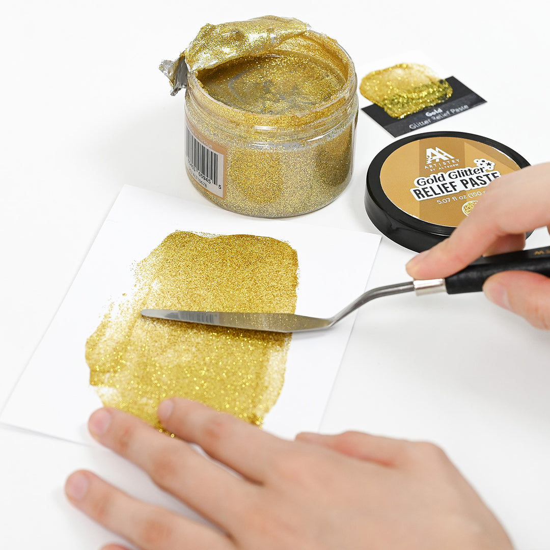 Mixed Media Gold Glitter Relief Paste
