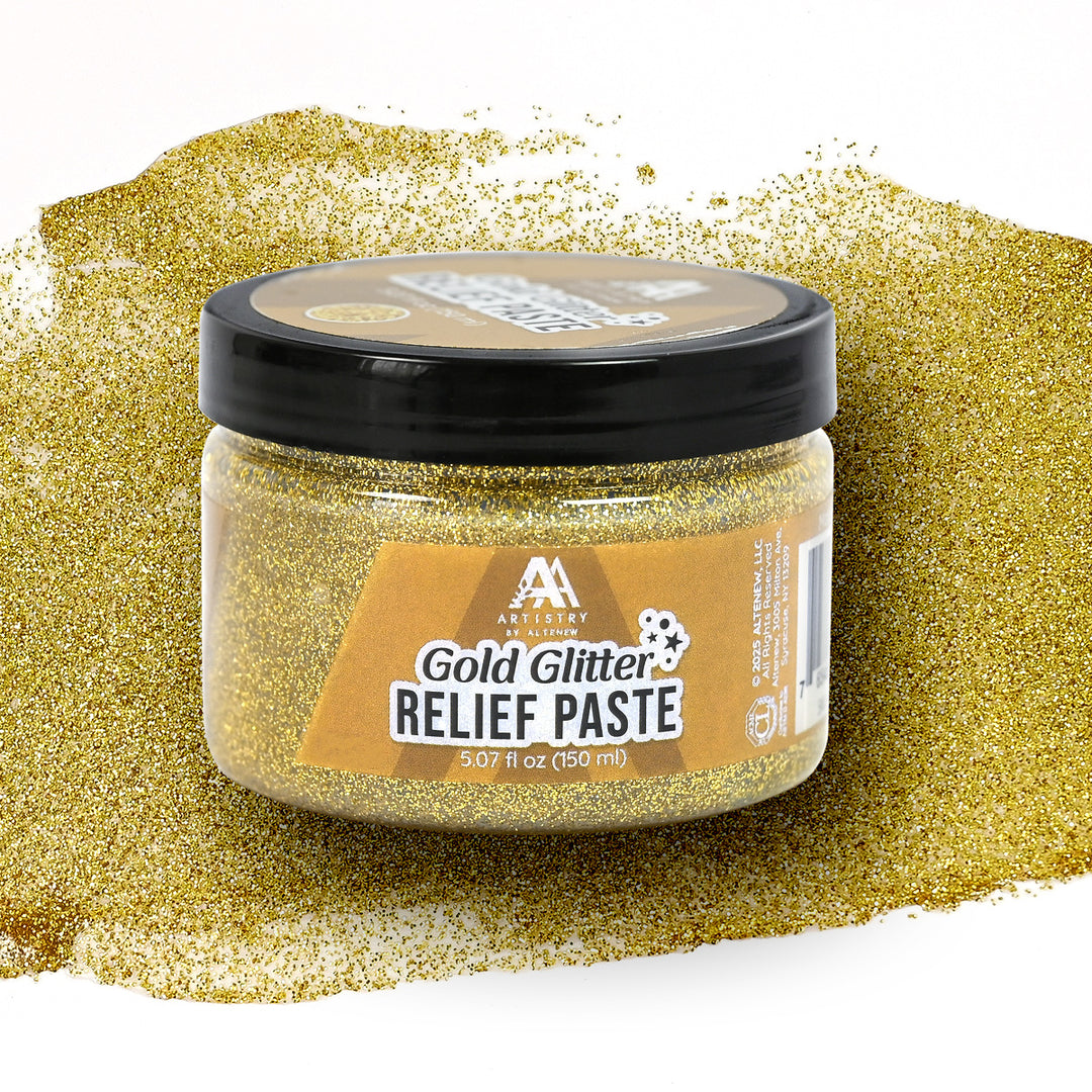 Mixed Media Gold Glitter Relief Paste