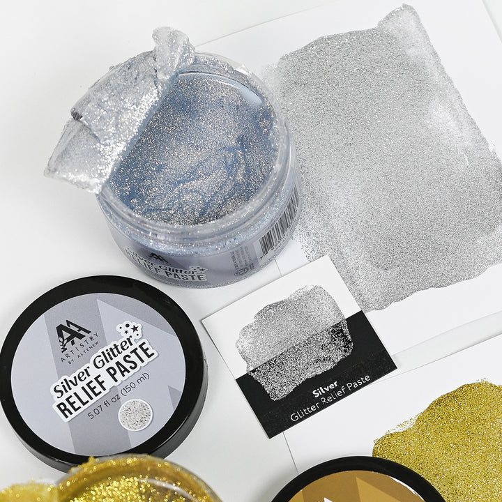 Mixed Media Silver Glitter Relief Paste
