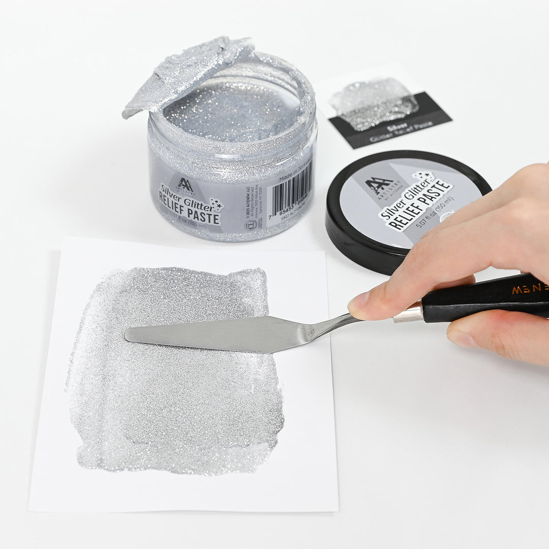 Mixed Media Silver Glitter Relief Paste