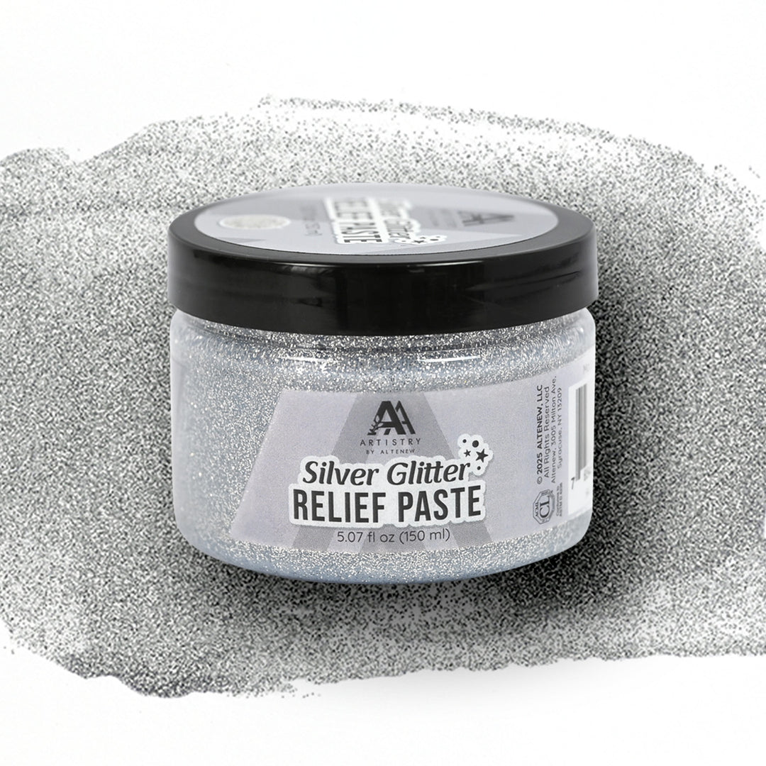 Mixed Media Silver Glitter Relief Paste