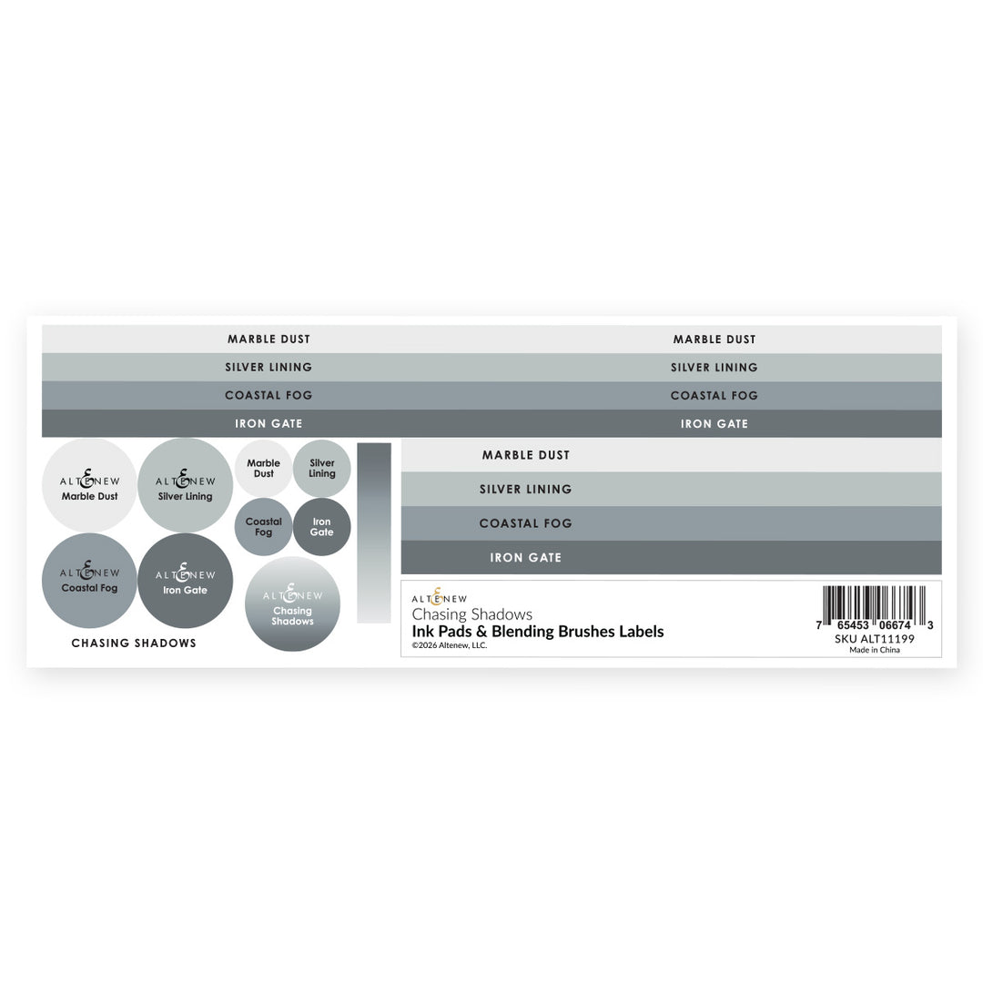 Organizational Label Ink Pads & Blending Brushes Label Set - Chasing Shadows