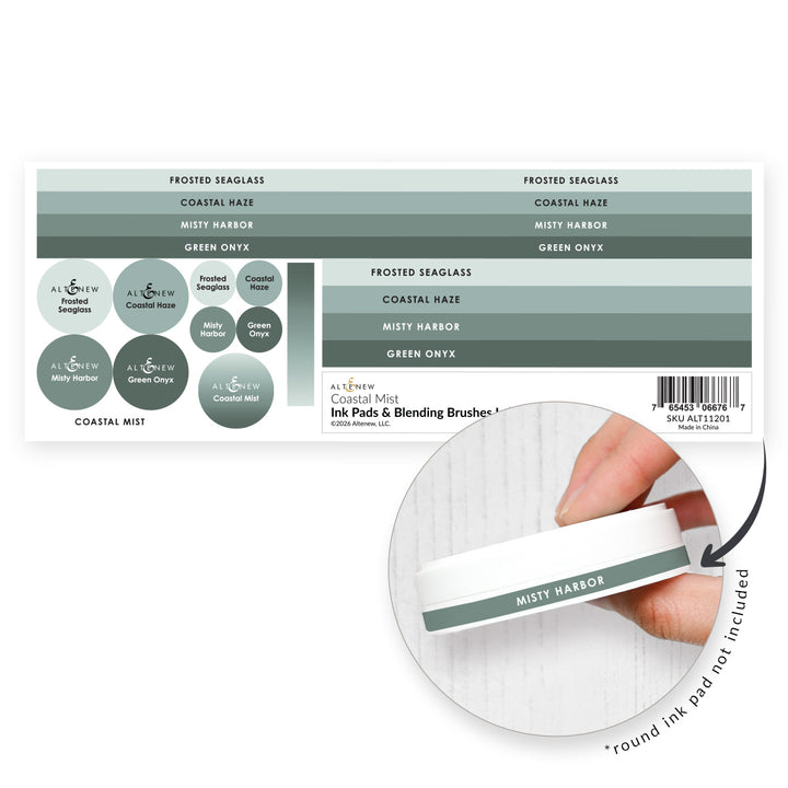 Organizational Label Ink Pads & Blending Brushes Label Set - Coastal Mist