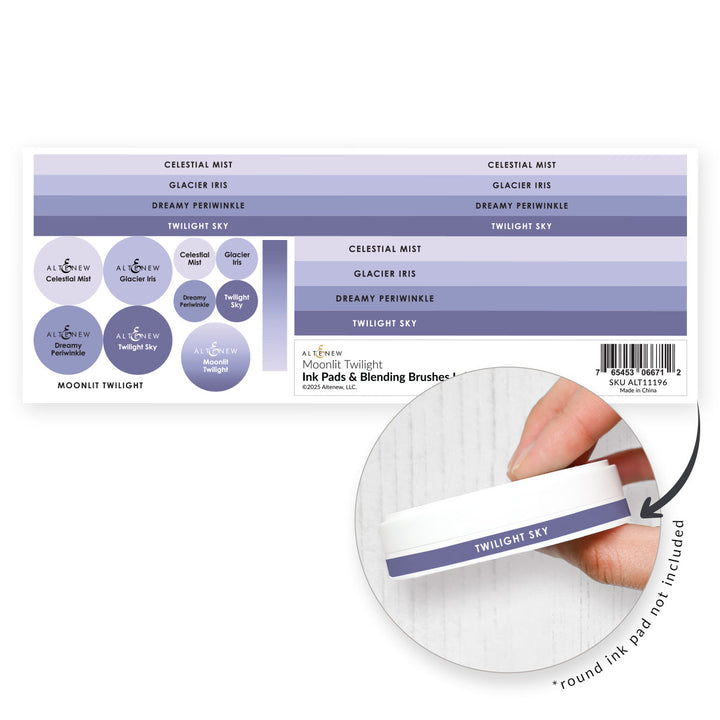 Organizational Label Ink Pads & Blending Brushes Label Set - Moonlit Twilight
