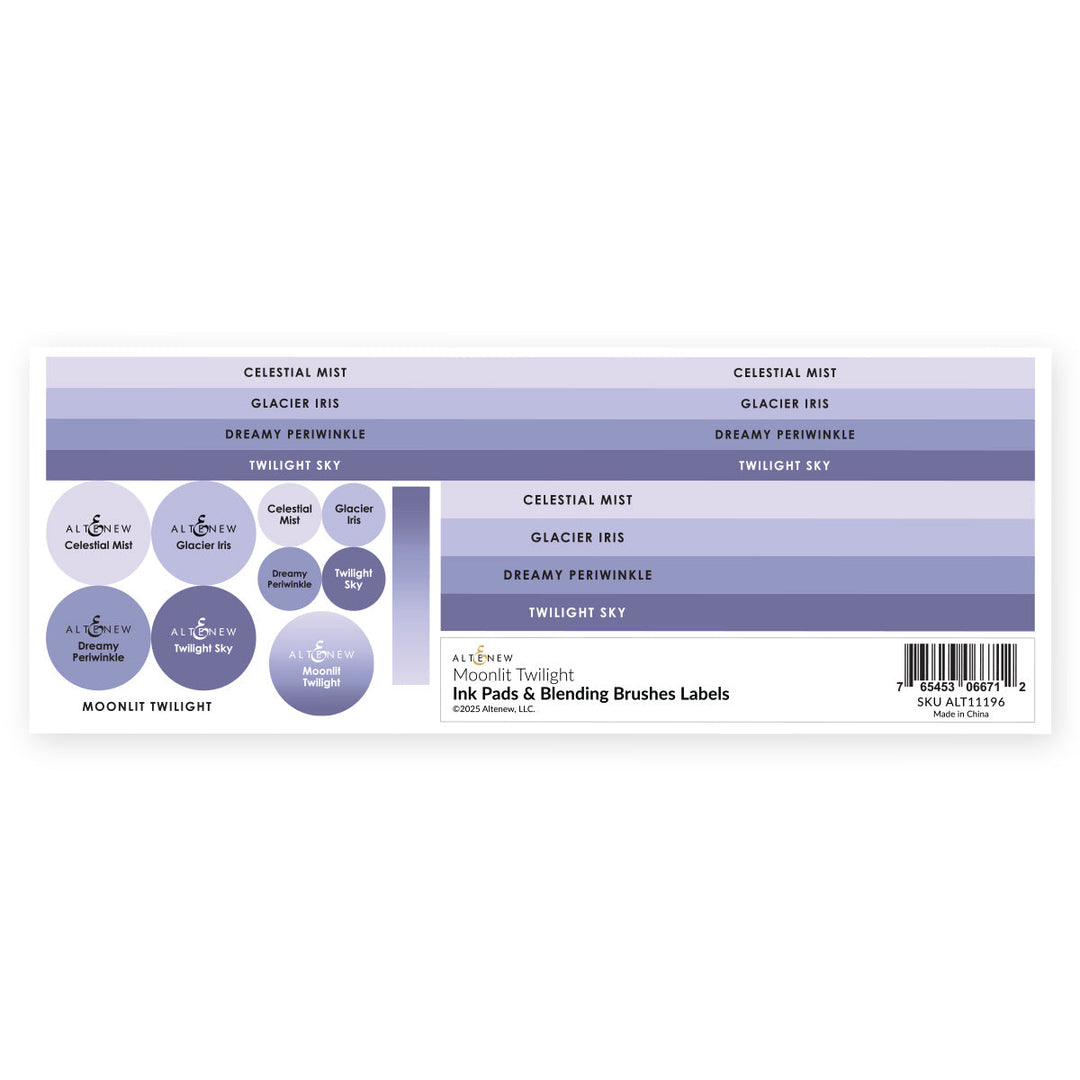 Organizational Label Ink Pads & Blending Brushes Label Set - Moonlit Twilight