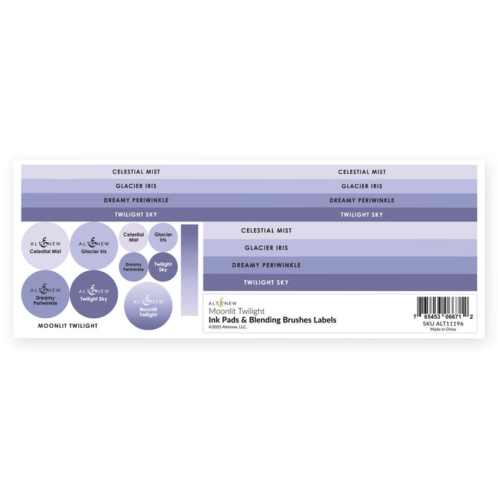 Organizational Label Ink Pads & Blending Brushes Label Set - Moonlit Twilight