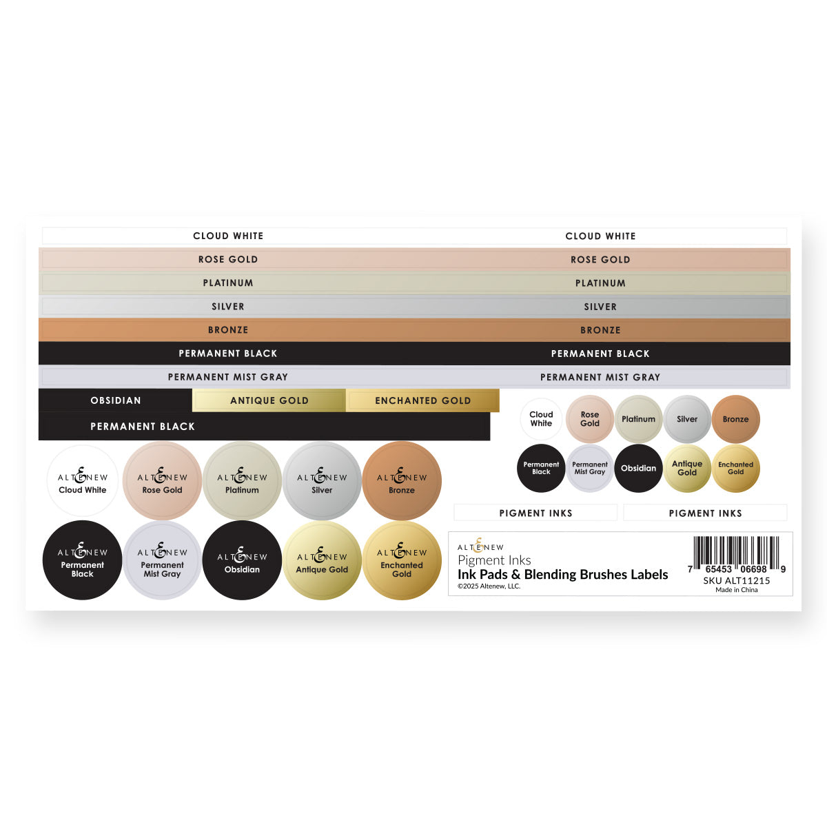 Organizational Label Ink Pads & Blending Brushes Label Set - Pigment Inks