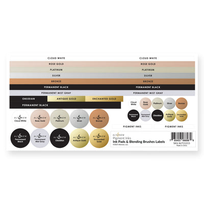 Organizational Label Ink Pads & Blending Brushes Label Set - Pigment Inks