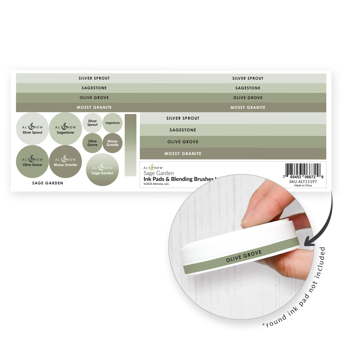 Organizational Label Ink Pads & Blending Brushes Label Set - Sage Garden