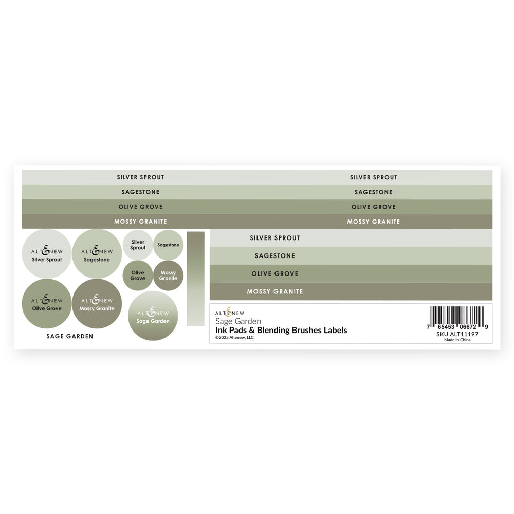 Organizational Label Ink Pads & Blending Brushes Label Set - Sage Garden