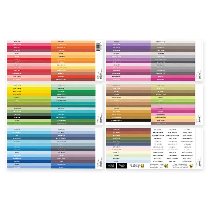 Organizational Label Mini Ink Cube Label Set - All Crisp Dye Ink Colors (6 Sheets)