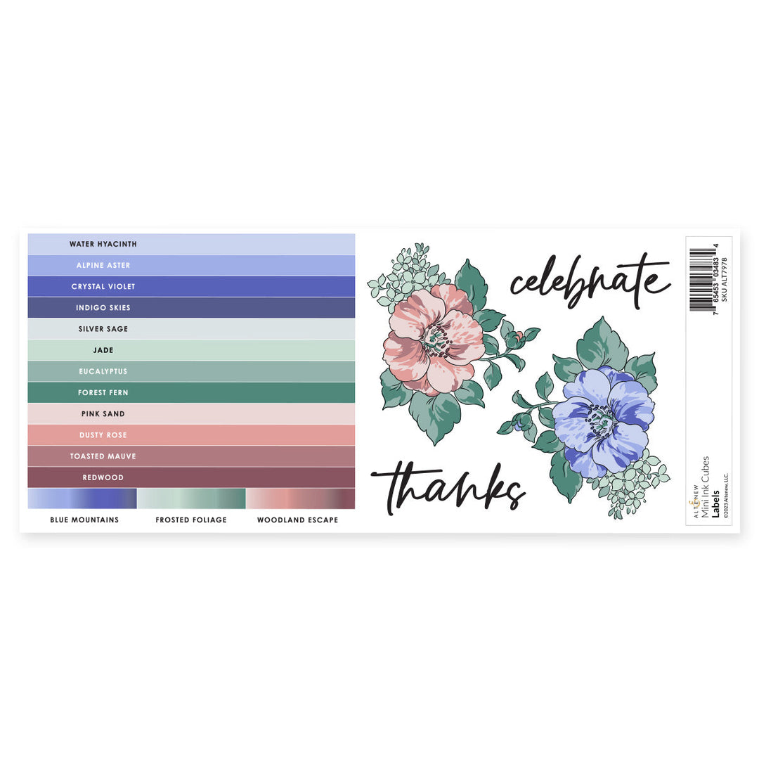 Organizational Label Mini Ink Cubes Label Set - Blue Mountains, Frosted Foliage, Woodland Escape