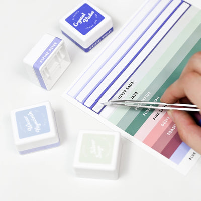Organizational Label Mini Ink Cubes Label Set - Blue Mountains, Frosted Foliage, Woodland Escape