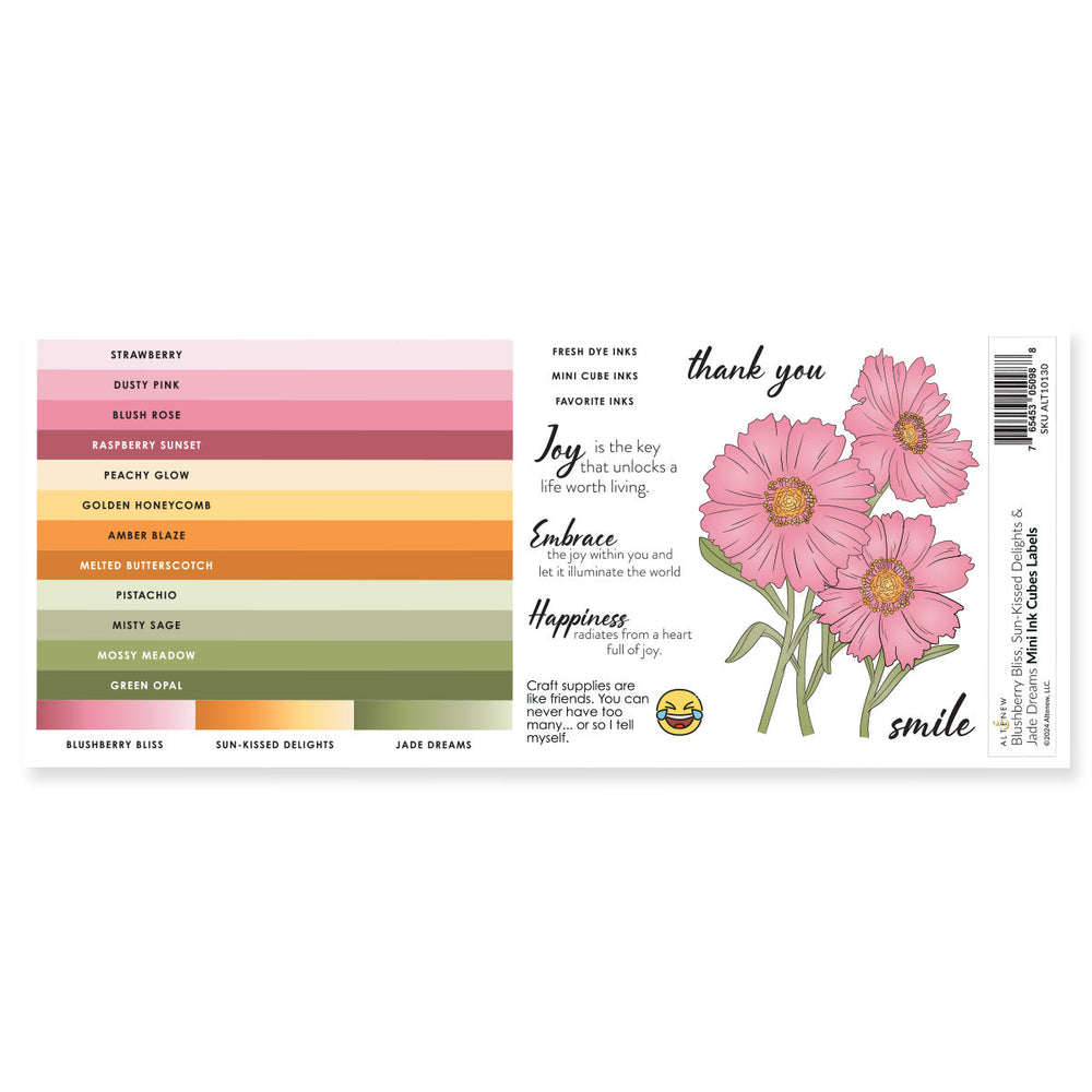 Organizational Label Mini Ink Cubes Label Set - Blushberry Bliss, Sun-Kissed Delights, Jade Dreams