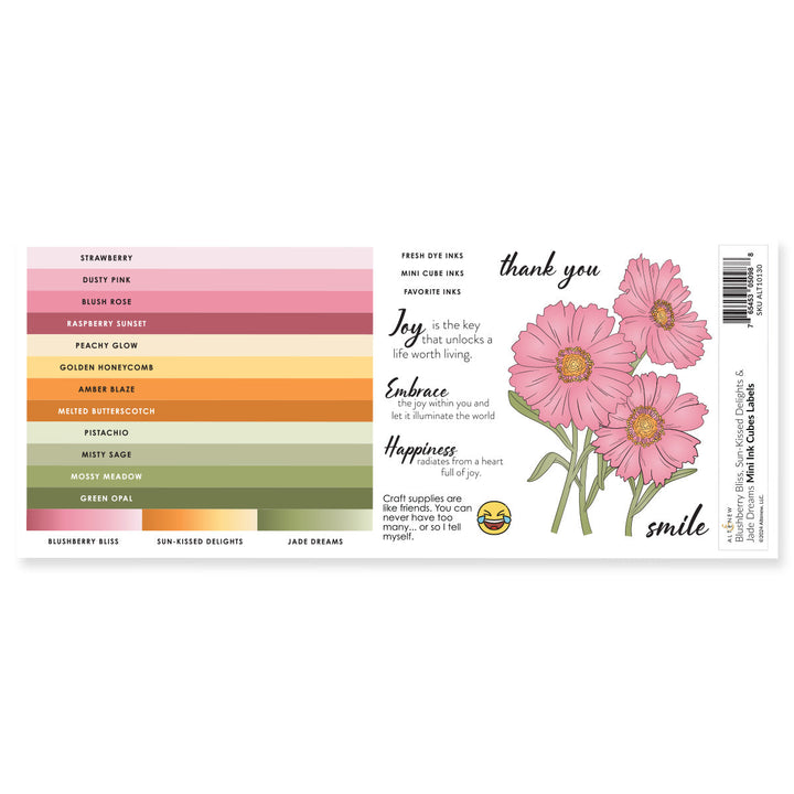 Organizational Label Mini Ink Cubes Label Set - Blushberry Bliss, Sun-Kissed Delights, Jade Dreams