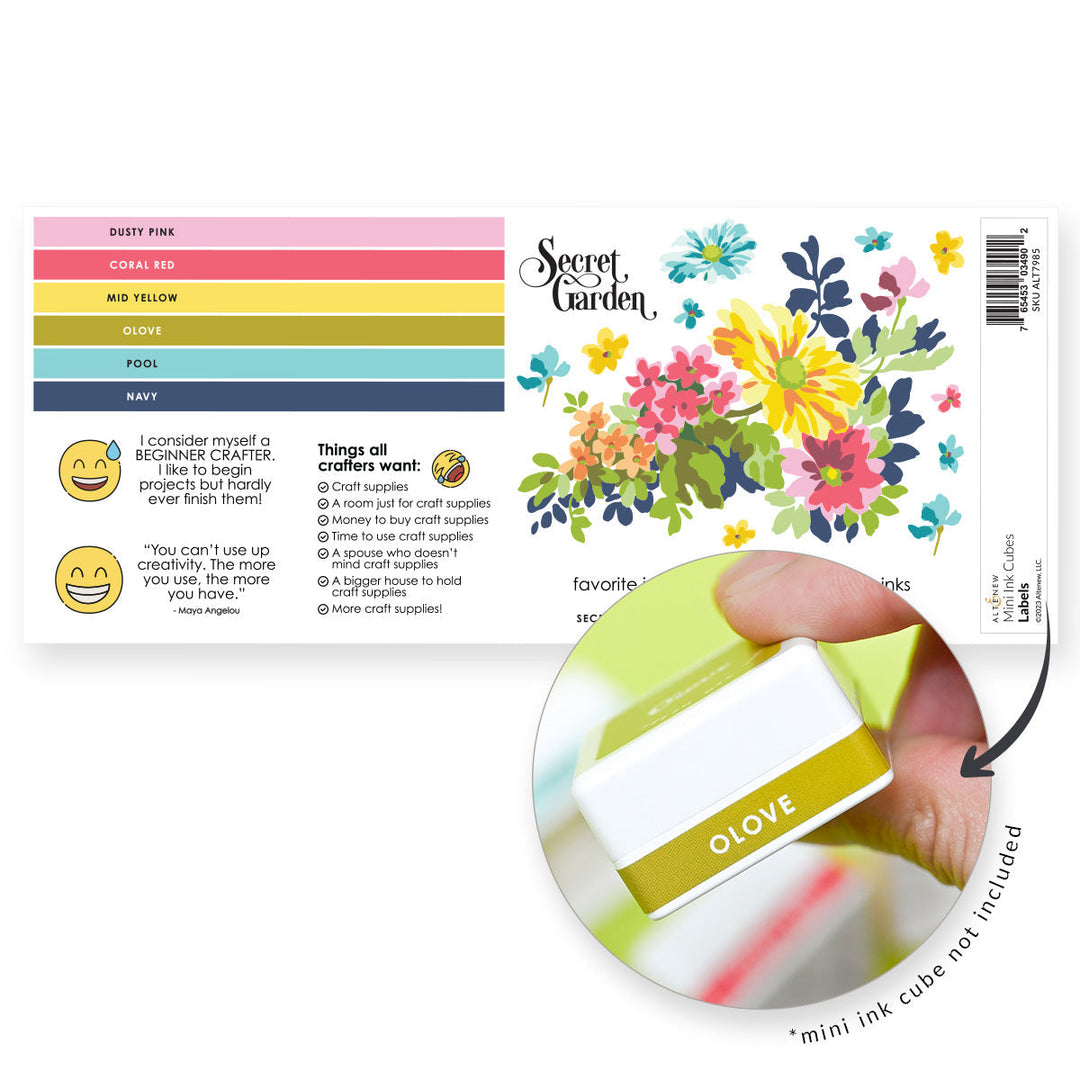 Organizational Label Mini Ink Cubes Label Set - Deco Garden